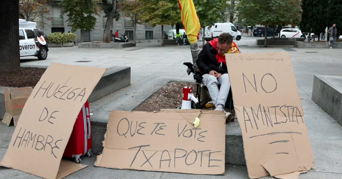 Un joven se encadena a un árbol frente al Congreso para protestar