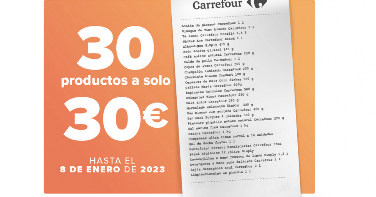Así es la cesta básica de Carrefour por 30 euros: sin aceite de oliva ni  productos frescos